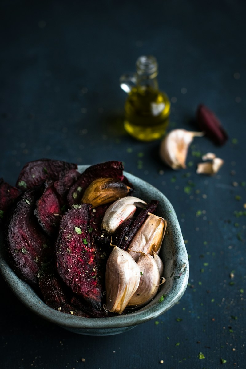 Crispy Baked Veggie Chips (Healthy Sweet Potato & Beet Crisps) ingredients and preparation setup
