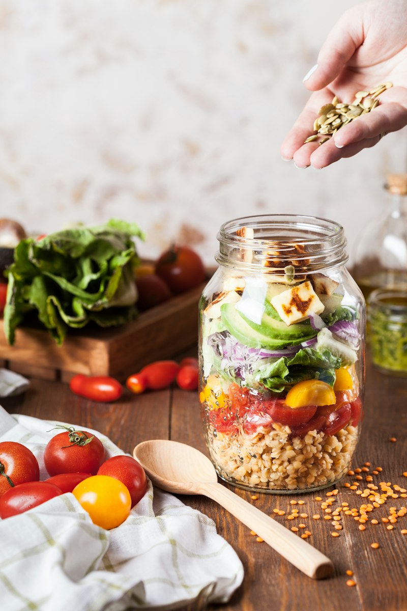 Healthy Chana Chaat Box (Tangy Chickpea Salad Lunchbox) ingredients and preparation setup