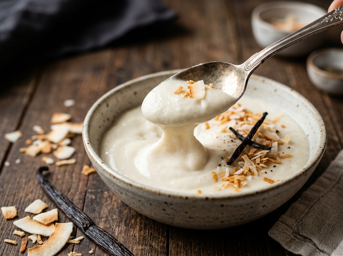 Coconut Protein Pudding (Creamy 5-Minute No-Cook Dessert) ingredients and preparation setup