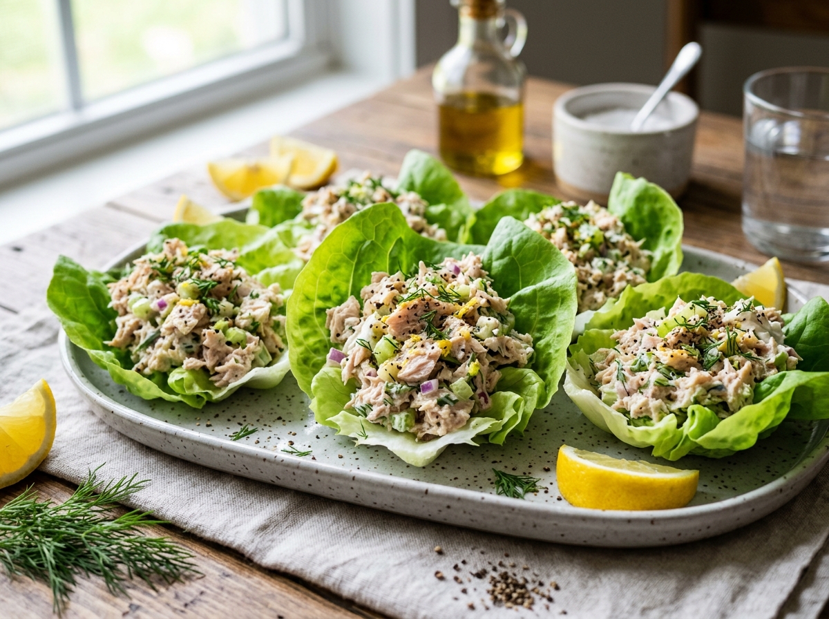 Healthy Tuna Salad Lettuce Wraps (Crisp, Low-Carb & No-Mayo)