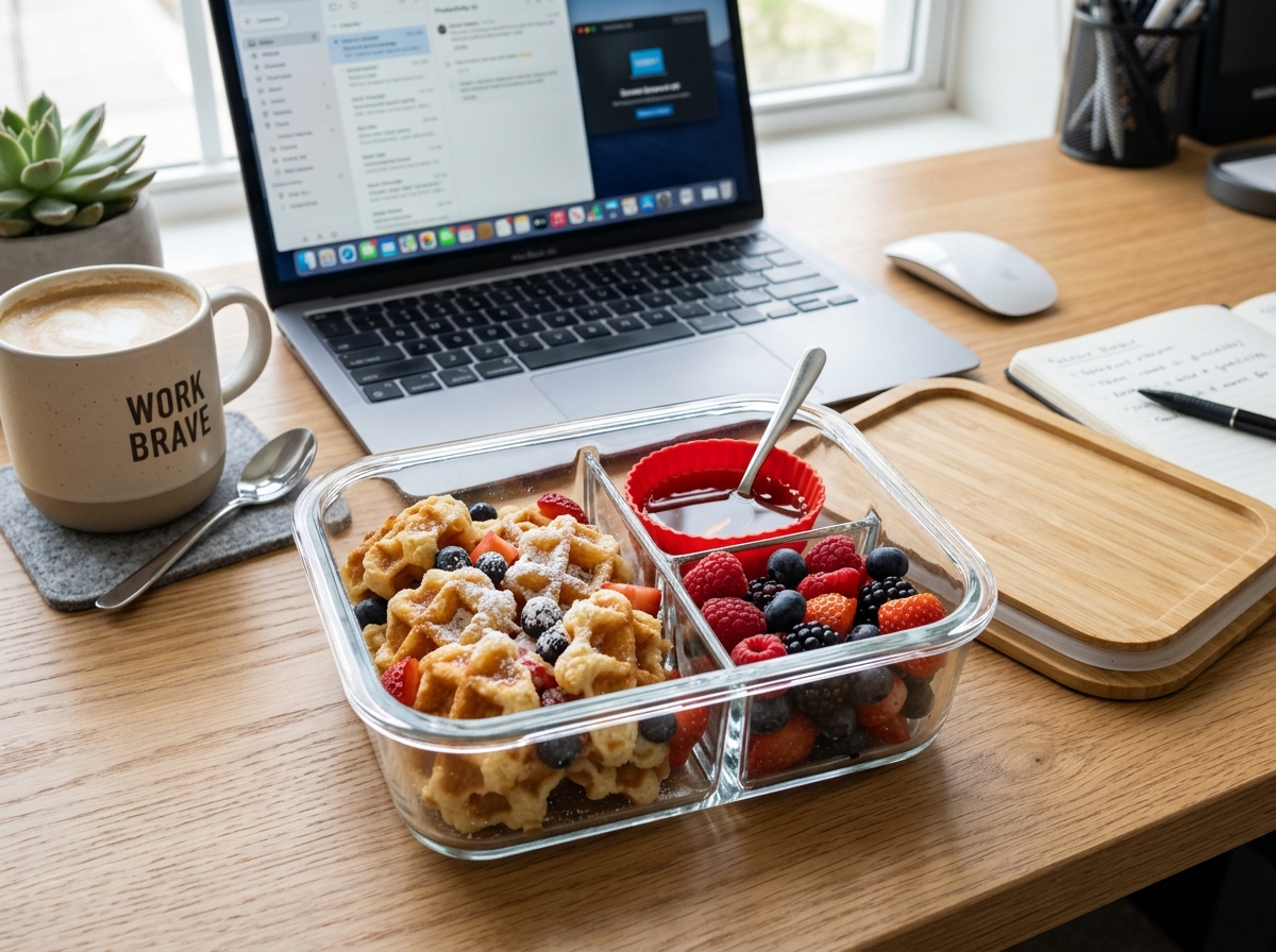 Golden Mini Waffle Bites (Crispy Make-Ahead Breakfast for Work) ingredients and preparation setup