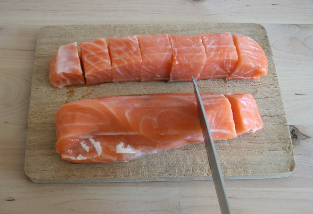 Air Fryer Salmon Bites (Crispy & Tender Garlic Herb Salmon Cubes) ingredients and preparation setup