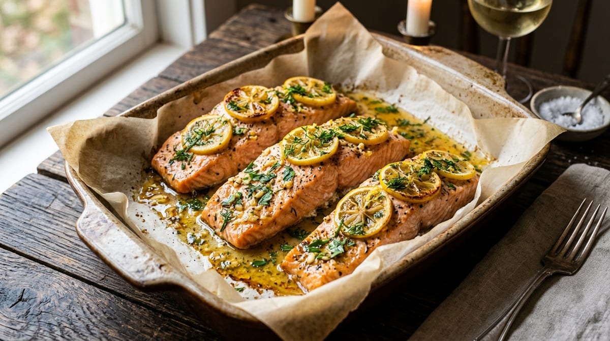 Baked Garlic Butter Salmon Fillets