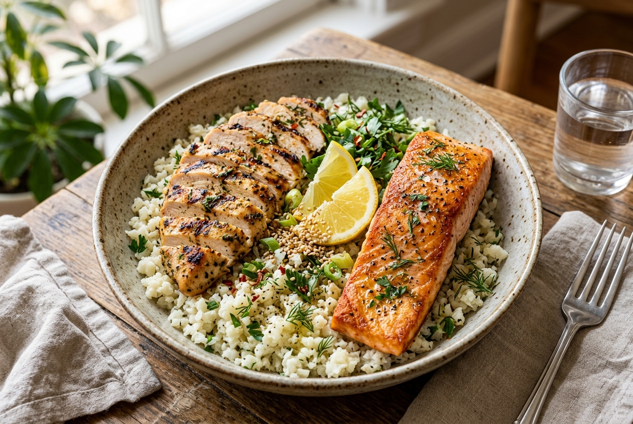 Cauliflower Rice + Chicken or Fish