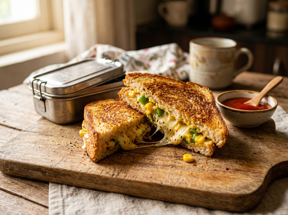 Quick & Crispy Cheese Corn Sandwich