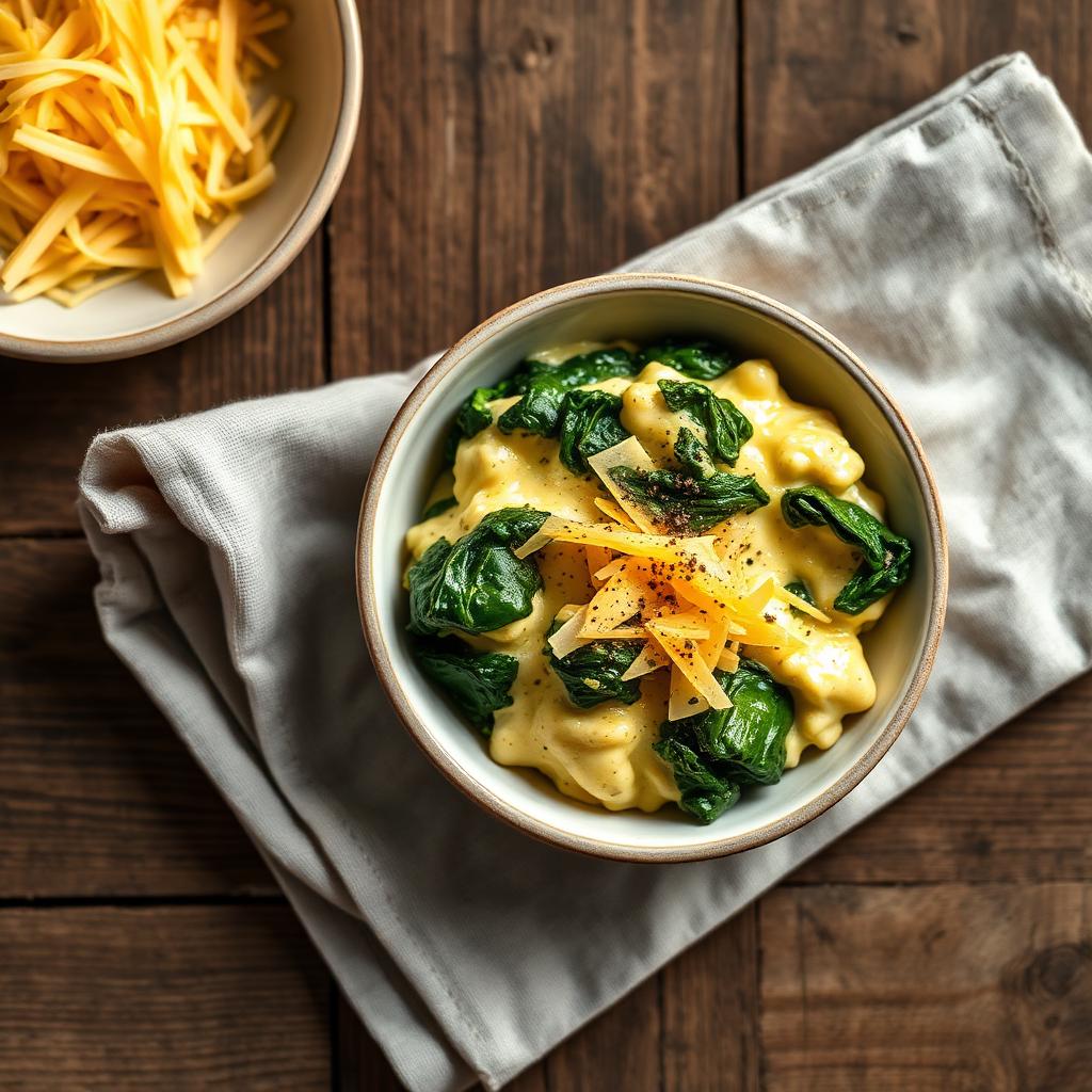 Cheesy Spinach Egg Bowl: A High-Protein, Low-Carb Breakfast Delight