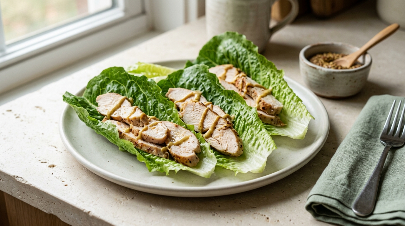 High-Protein Chicken Lettuce Mustard Wraps: A Quick High-Protein Breakfast for Work (Quick & Healthy Recipe)