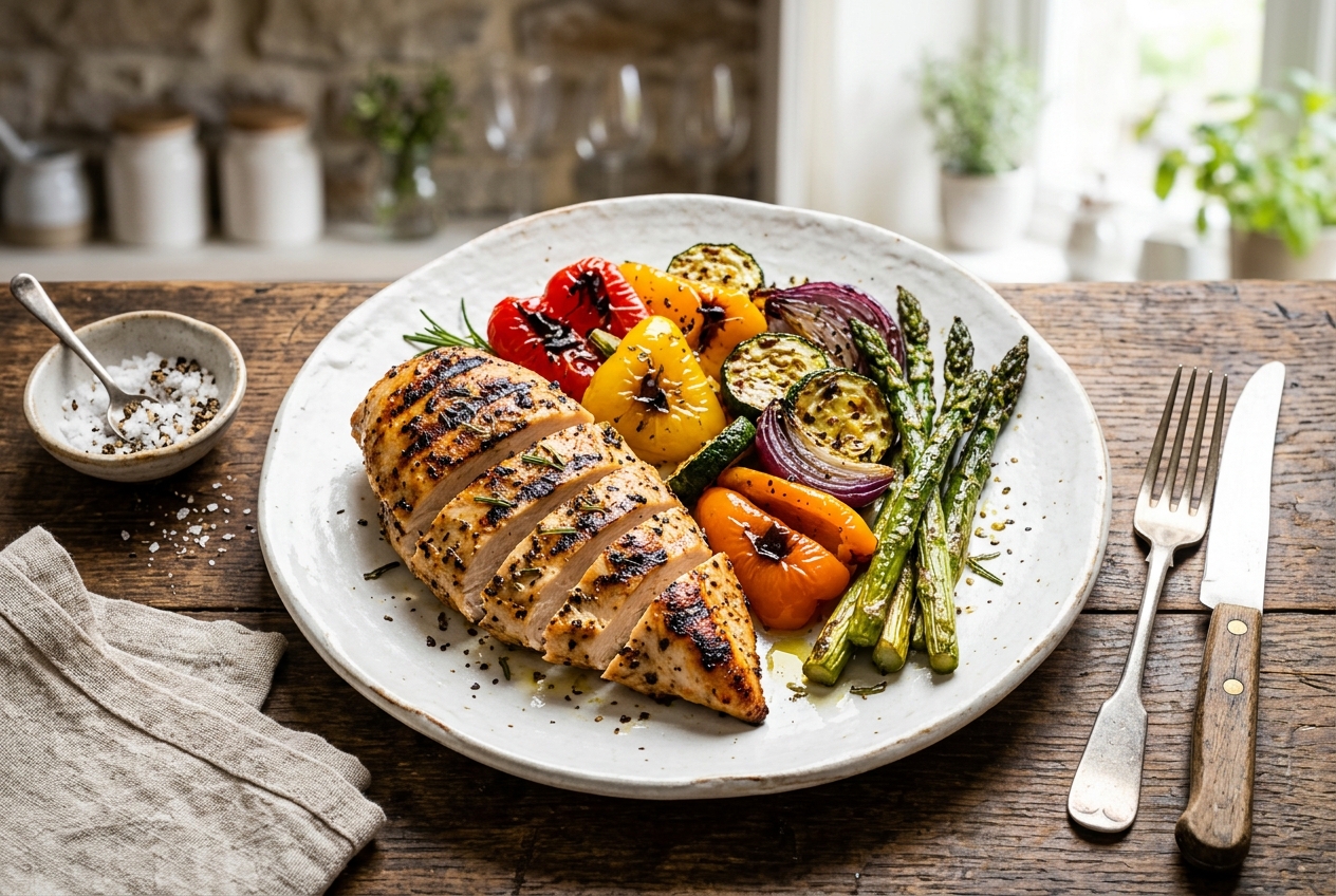 Grilled Chicken Breast with Roasted Vegetables
