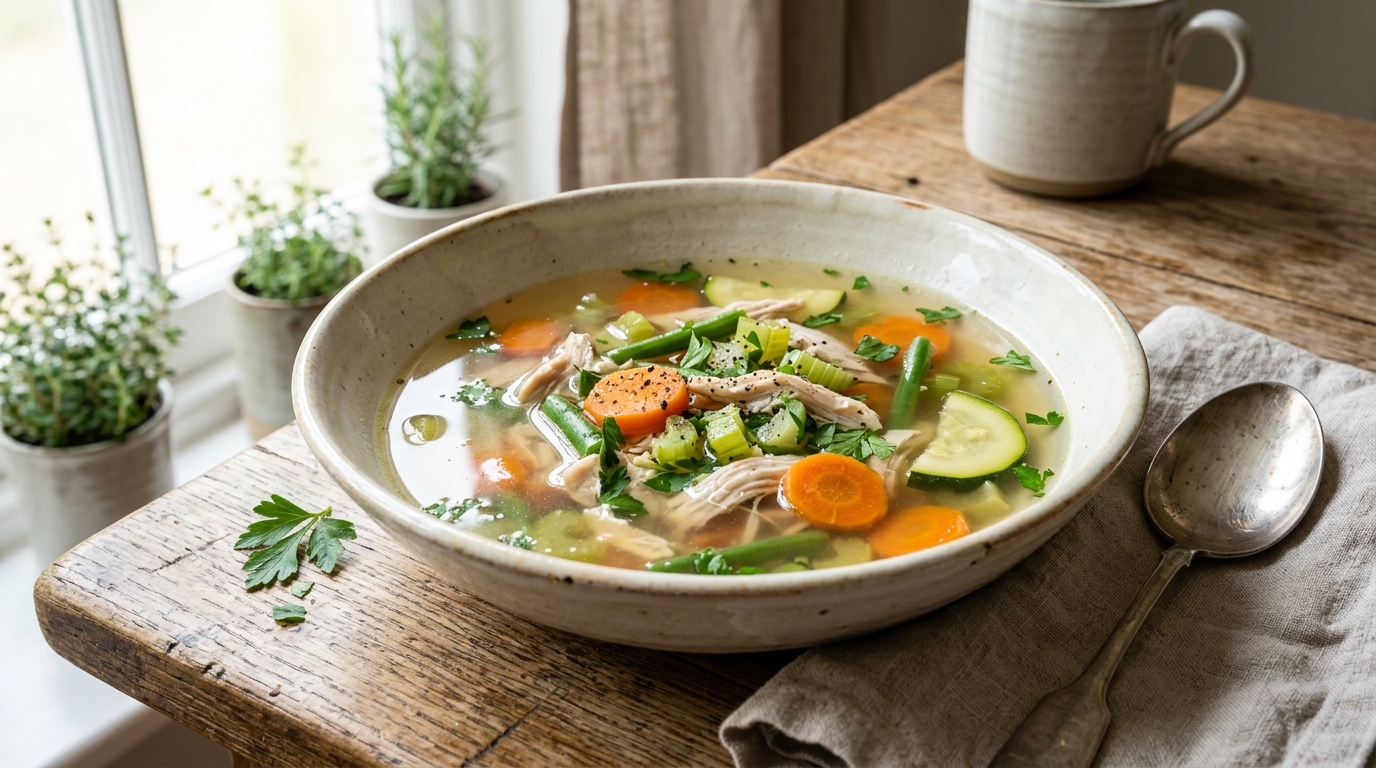 Easy Clear Chicken Vegetable Soup Recipe – Light, Flavorful & Easy Homemade Broth (Quick & Delicious Recipe)