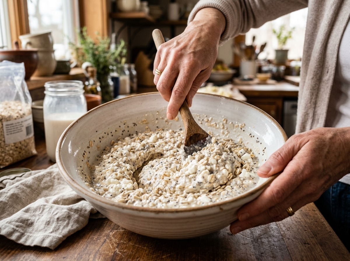 Cottage Cheese Overnight Oats – Easy Make-Ahead Breakfast finished dish and serving presentation