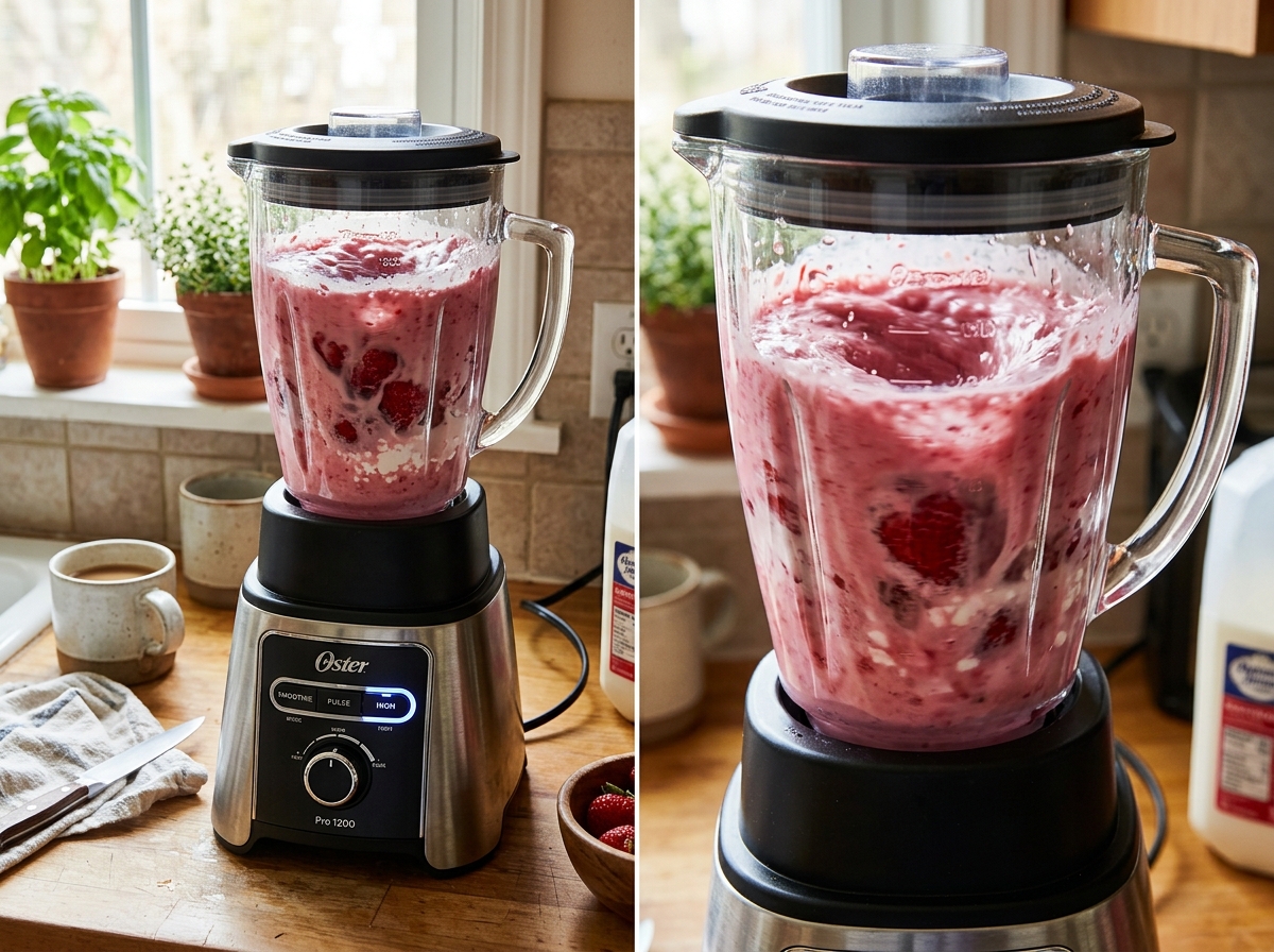 Double-click to save image, or right-click for 'Save image as...' Cottage Cheese Smoothie – Easy Creamy Breakfast Recipe finished dish and serving presentation