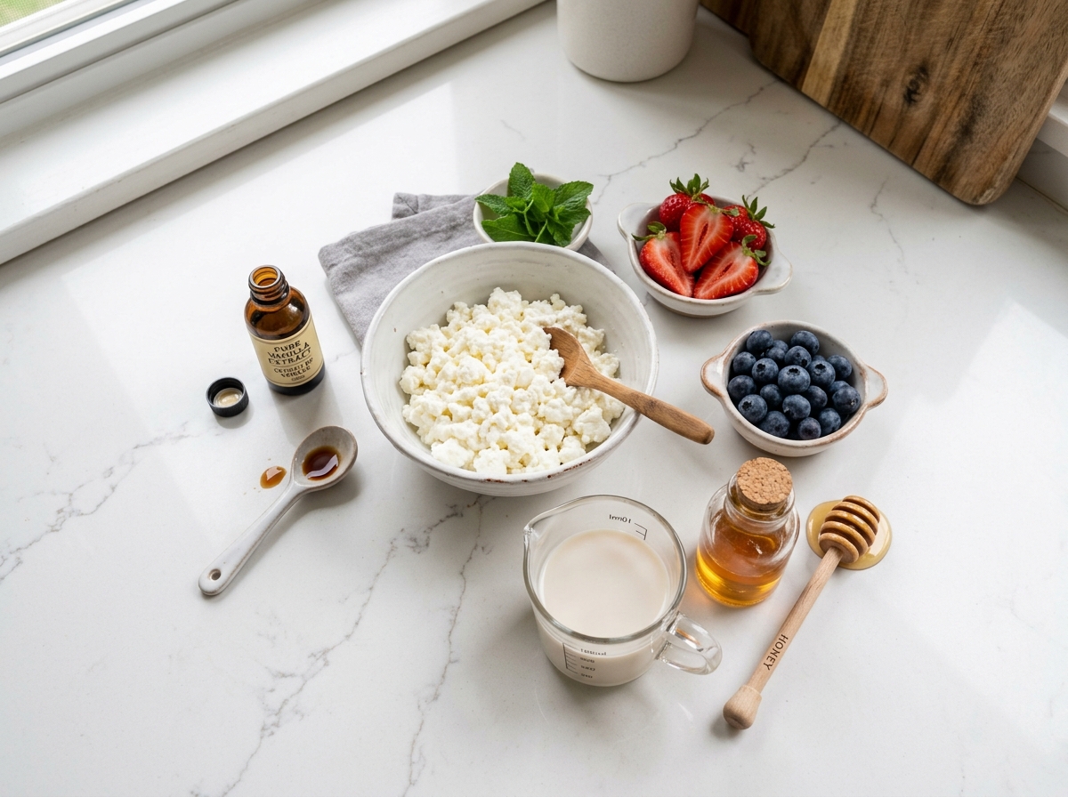 Cottage Cheese Smoothie – Easy Creamy Breakfast Recipe ingredients and preparation setup