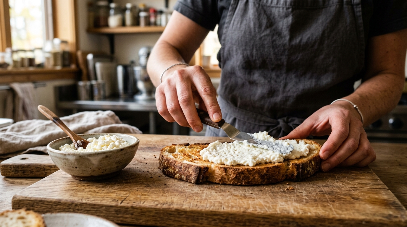 Cottage Cheese Toast – 4 Easy Sweet & Savory Ideas ingredients and preparation setup