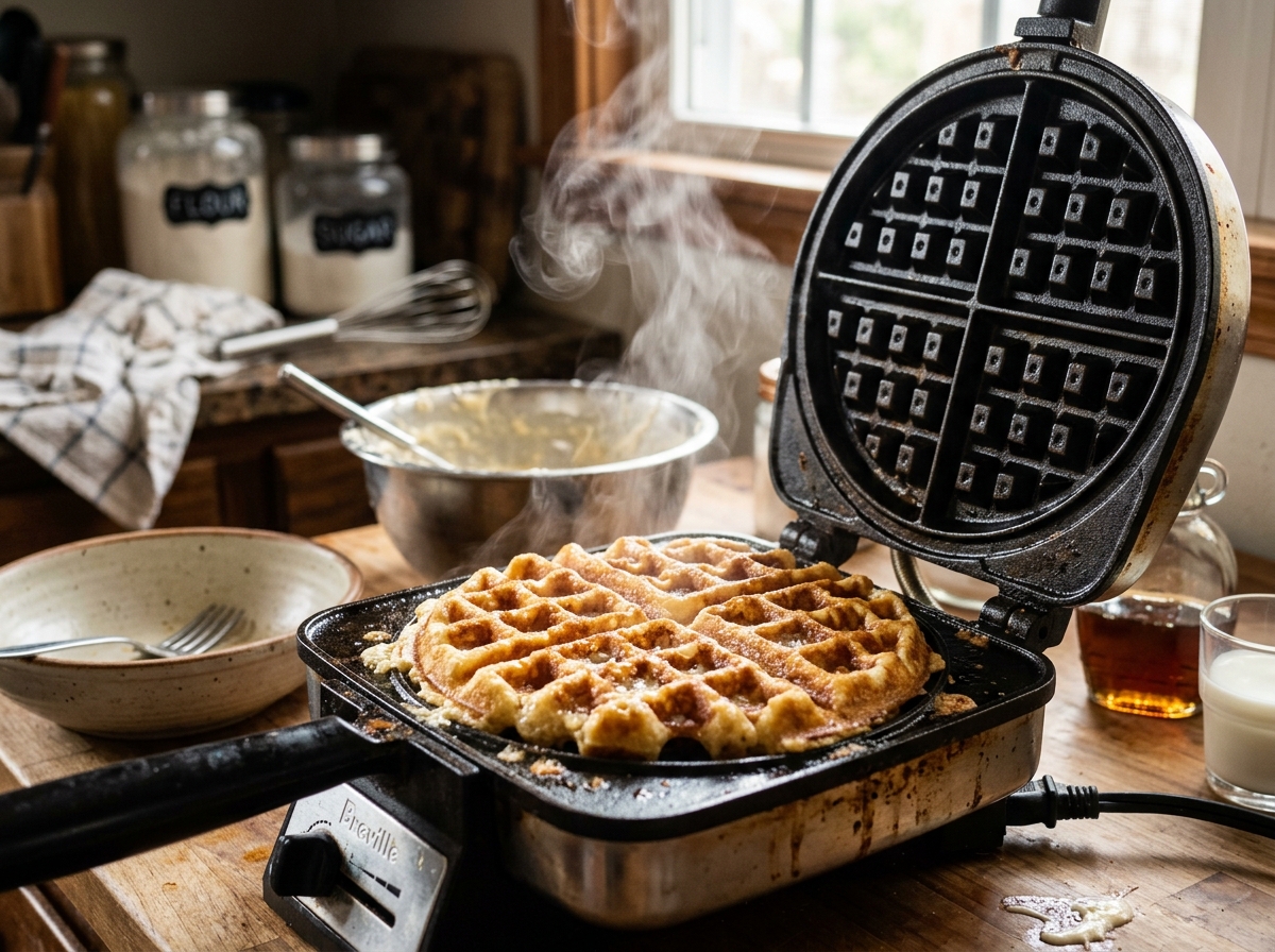 Cottage Cheese Waffles – Easy Crispy Breakfast Recipe finished dish and serving presentation