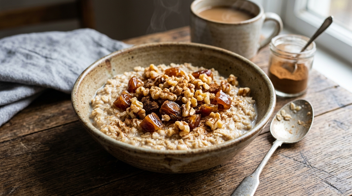 Date and Walnut Oatmeal (Naturally Sweet & Quick Porridge)