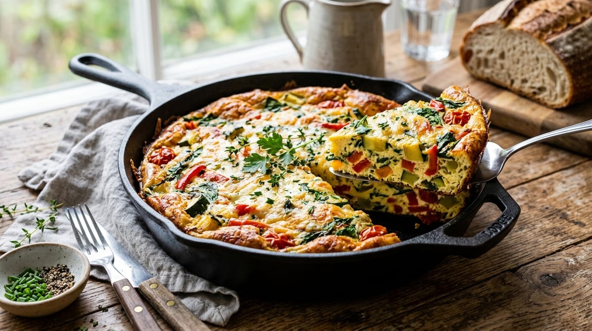 Easy Vegetable Frittata – Skillet Breakfast Recipe