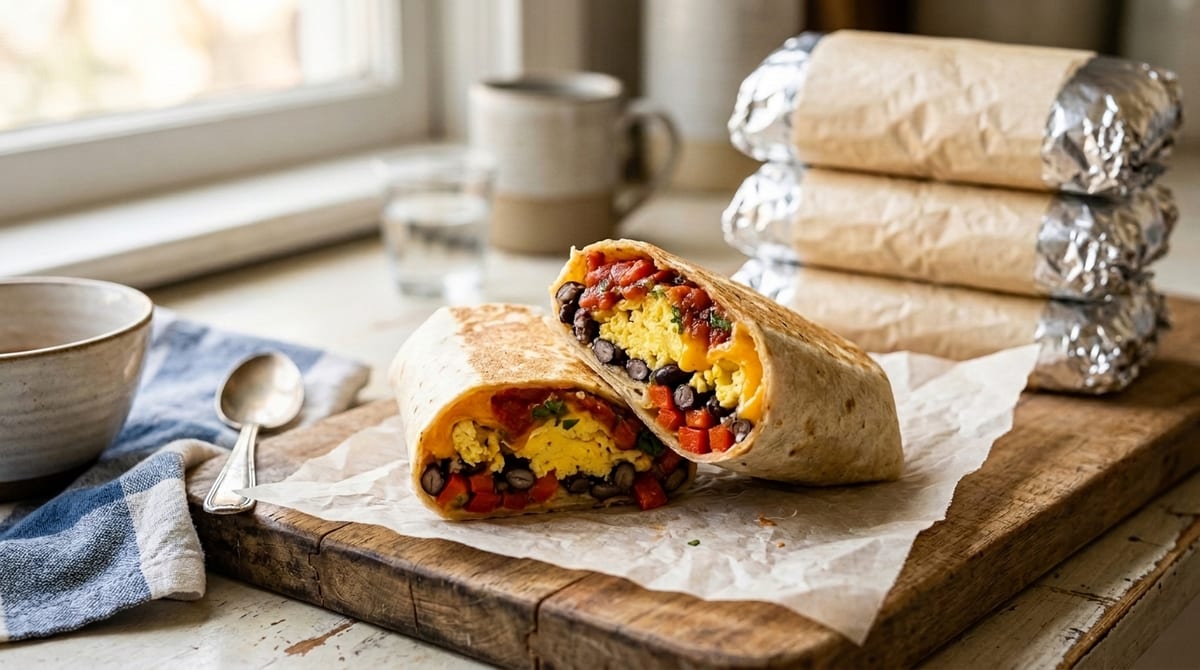 Freezer-Friendly Breakfast Burritos with Eggs & Black Beans