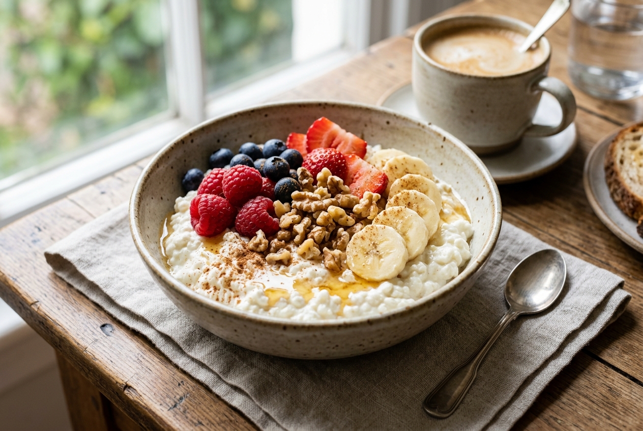 Cottage Cheese Breakfast Bowl with Fruit (5-Minute No-Cook Recipe)