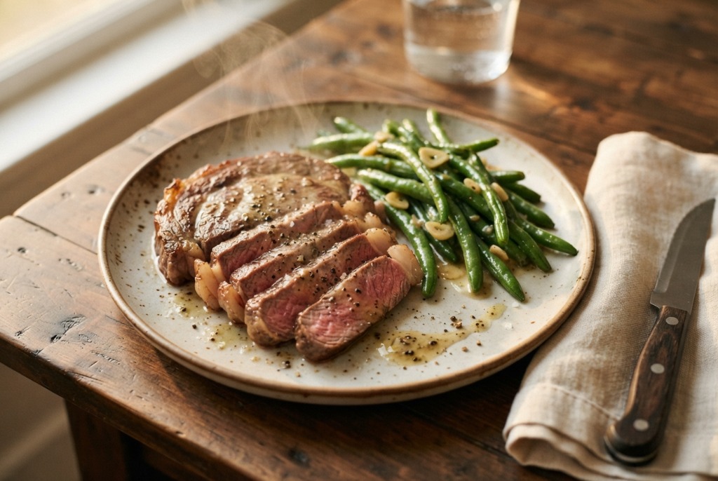 Garlic Steak and Green Beans – Easy One-Pan Dinner