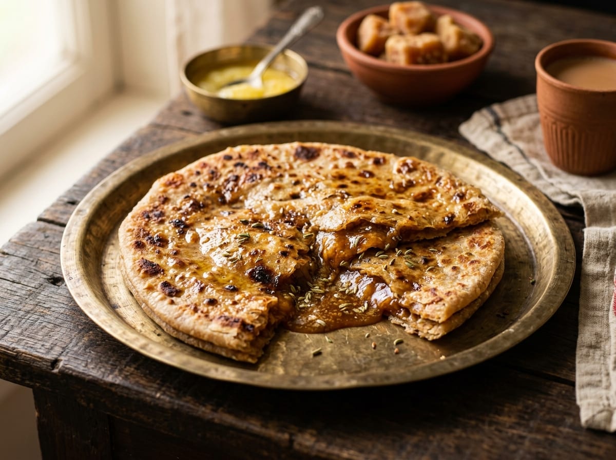Sweet Gur Paratha (Traditional Jaggery Stuffed Morning Flatbread)