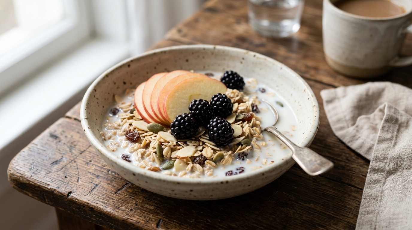 Muesli with Milk (Quick & Wholesome Cold Workday Breakfast)