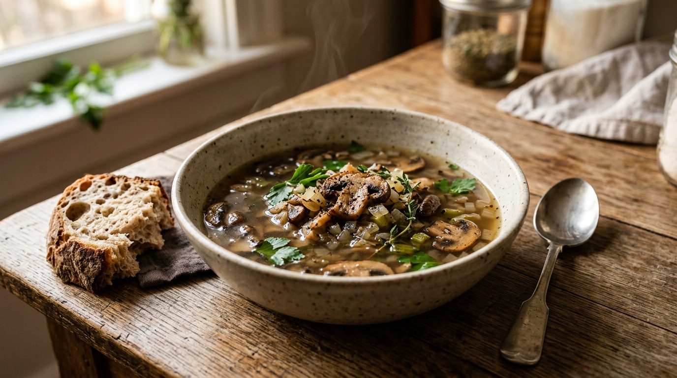 Easy Mushroom Soup Without Cream – Light Broth-Based Recipe