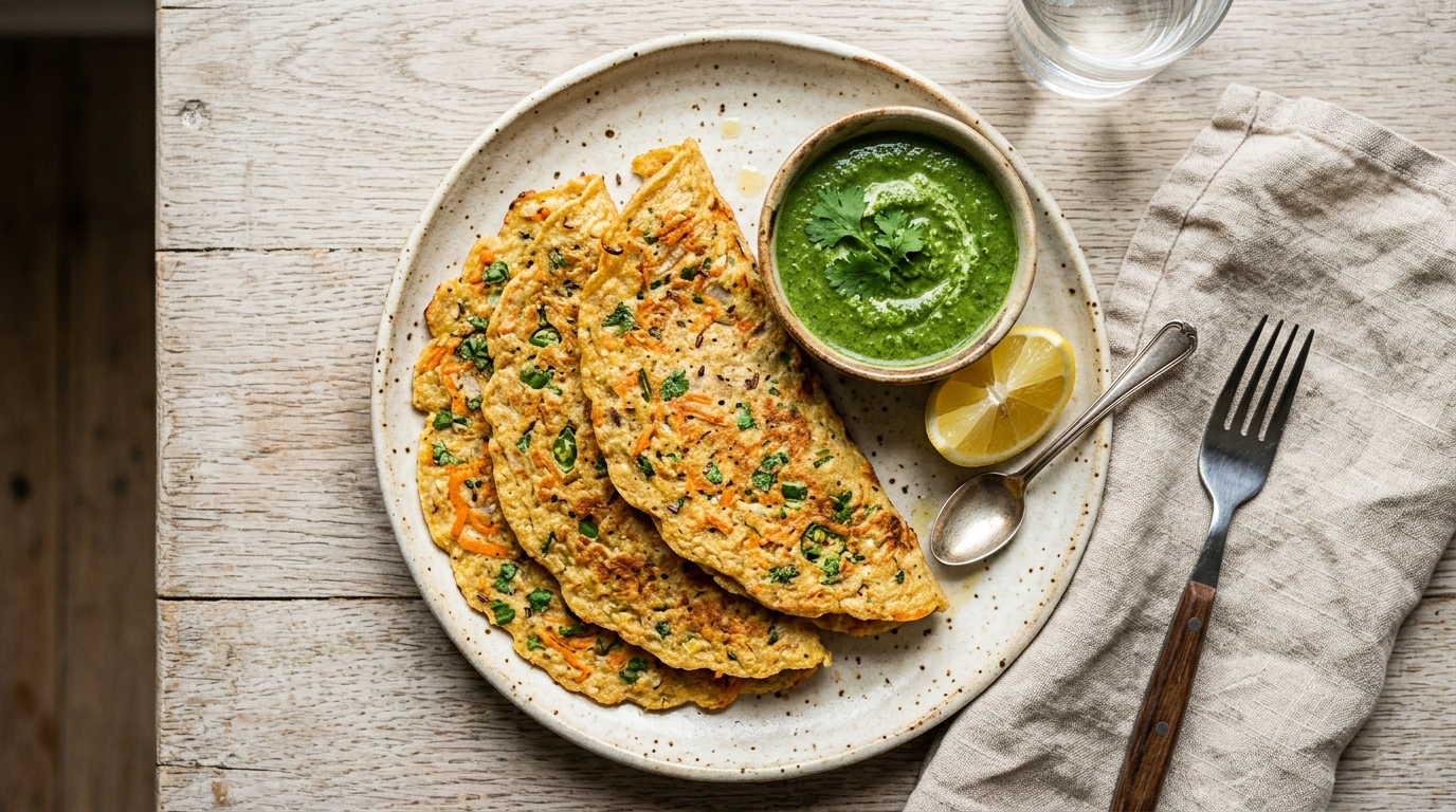 Crispy Oats Chilla Recipe (Savory Indian Oats Pancake)