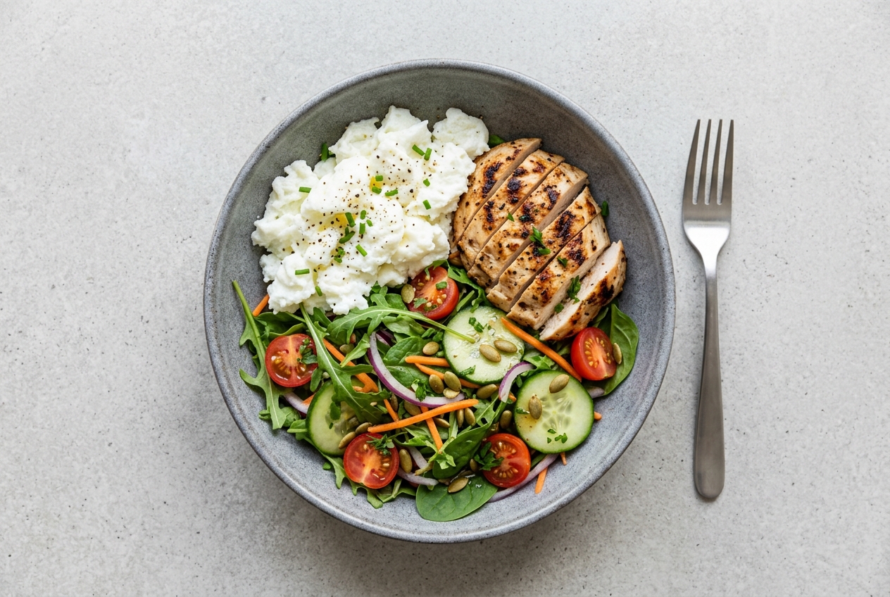 Protein Bowl: Chicken + Egg Whites + Greens