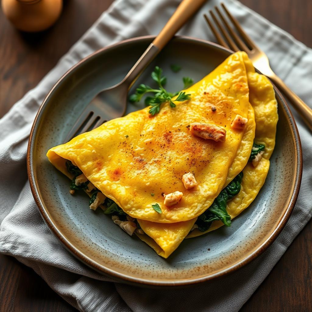 Power Protein Omelette with Chicken & Spinach