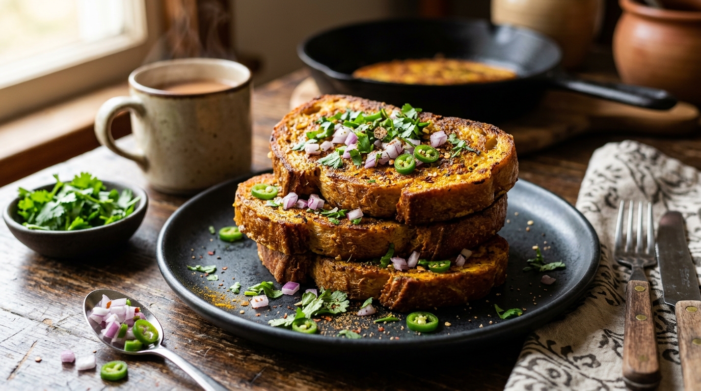 Savory French Toast – Easy Masala Egg Toast