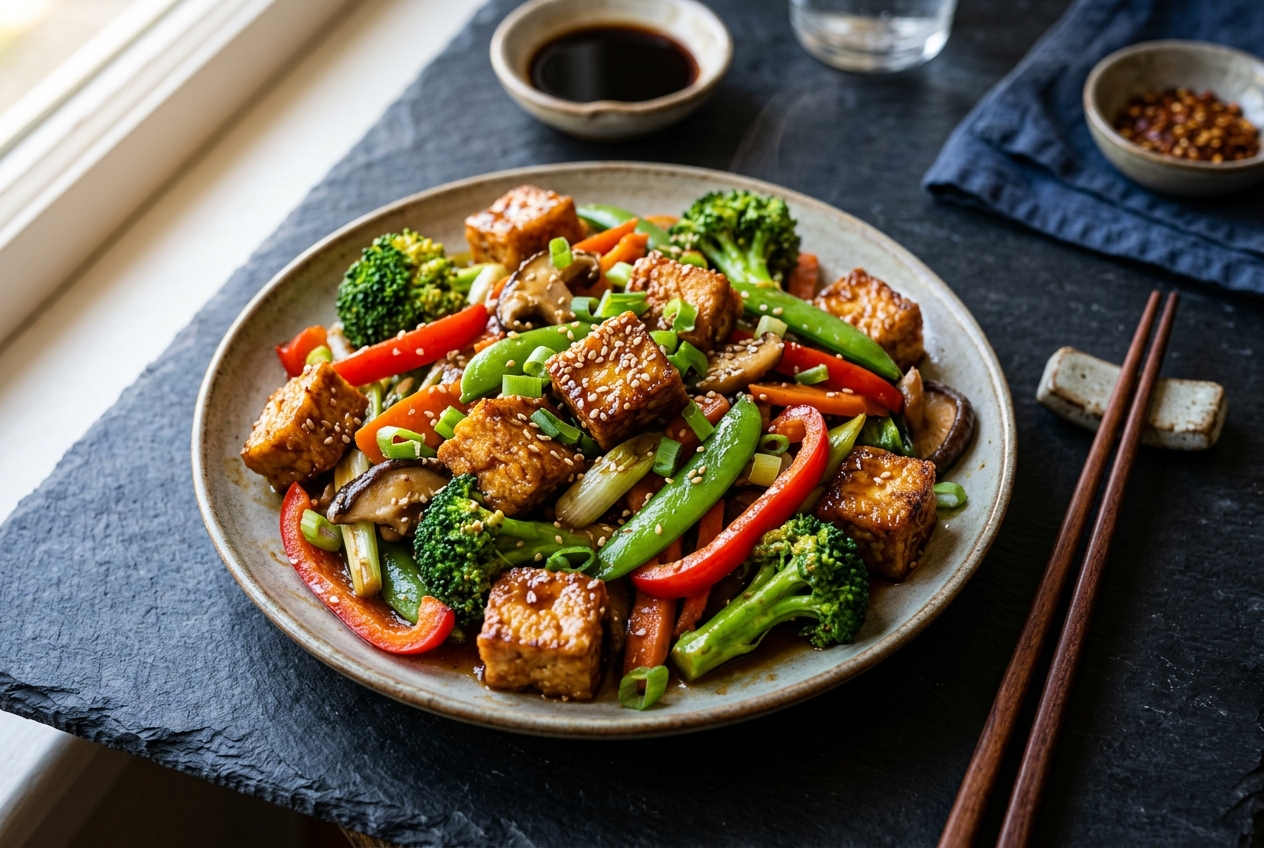 Stir-fried Tofu + Vegetables (Minimal Oil)