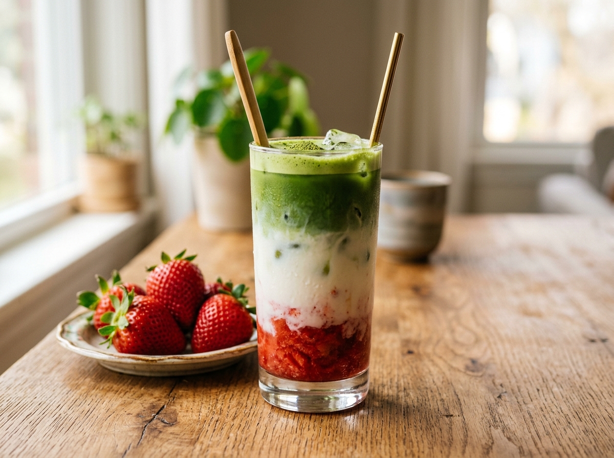 Easy Strawberry Matcha Latte Recipe (Iced & Ready in 10 Minutes)