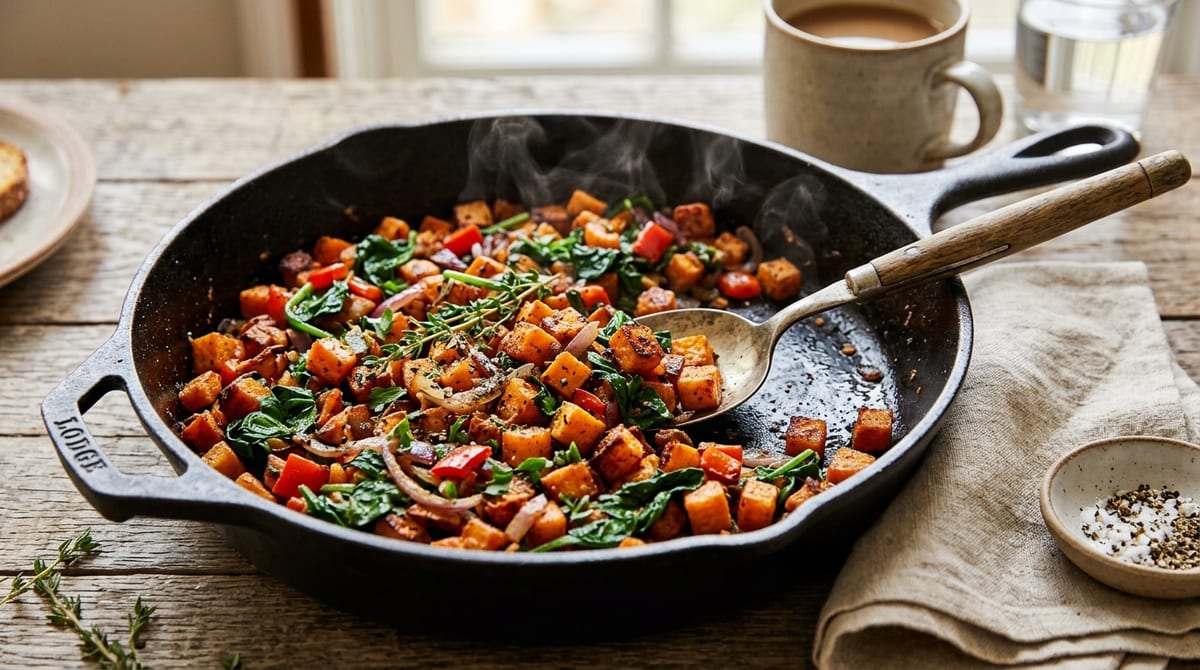 Sweet Potato and Spinach Breakfast Hash – Easy Skillet Recipe