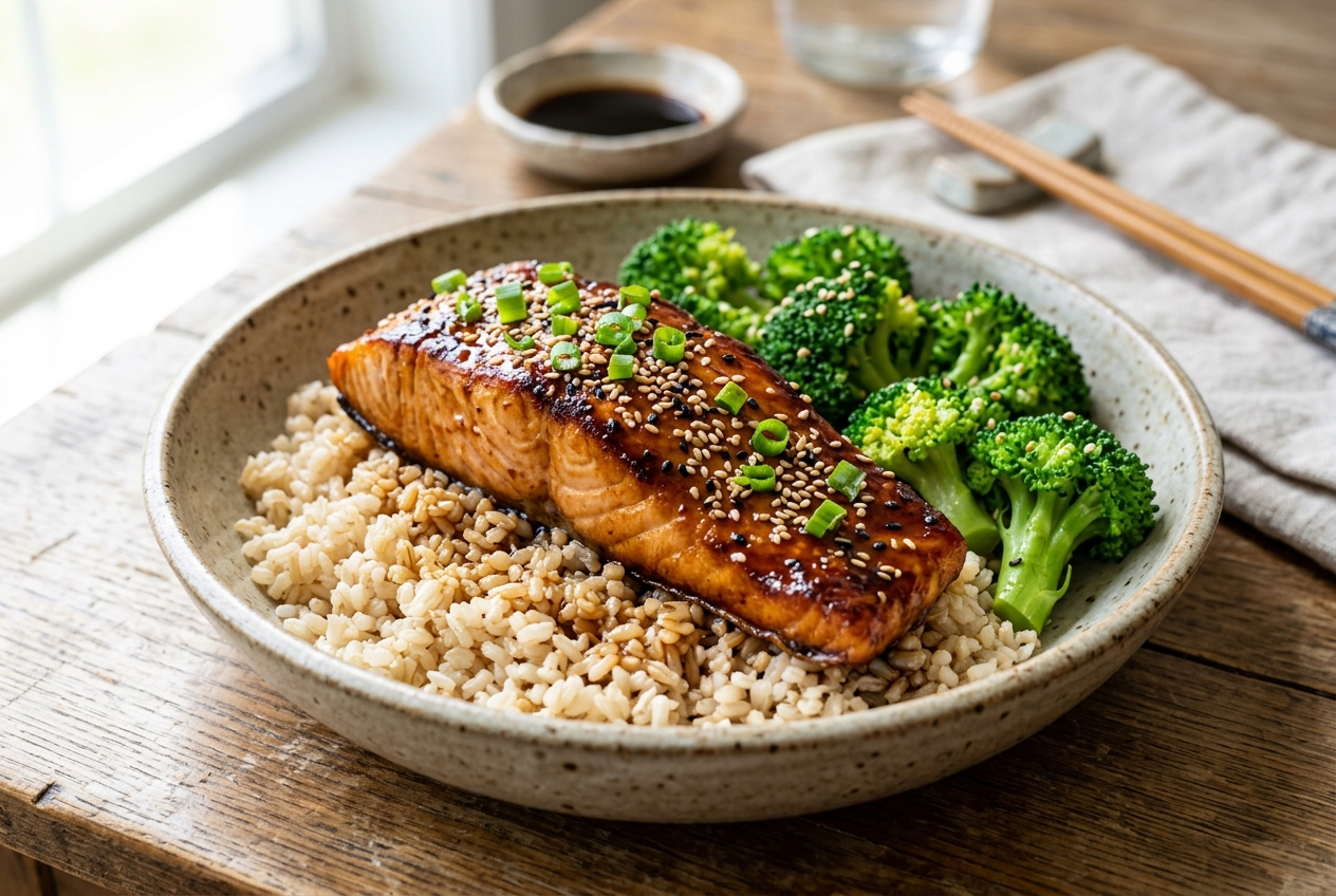 Teriyaki Salmon with Brown Rice