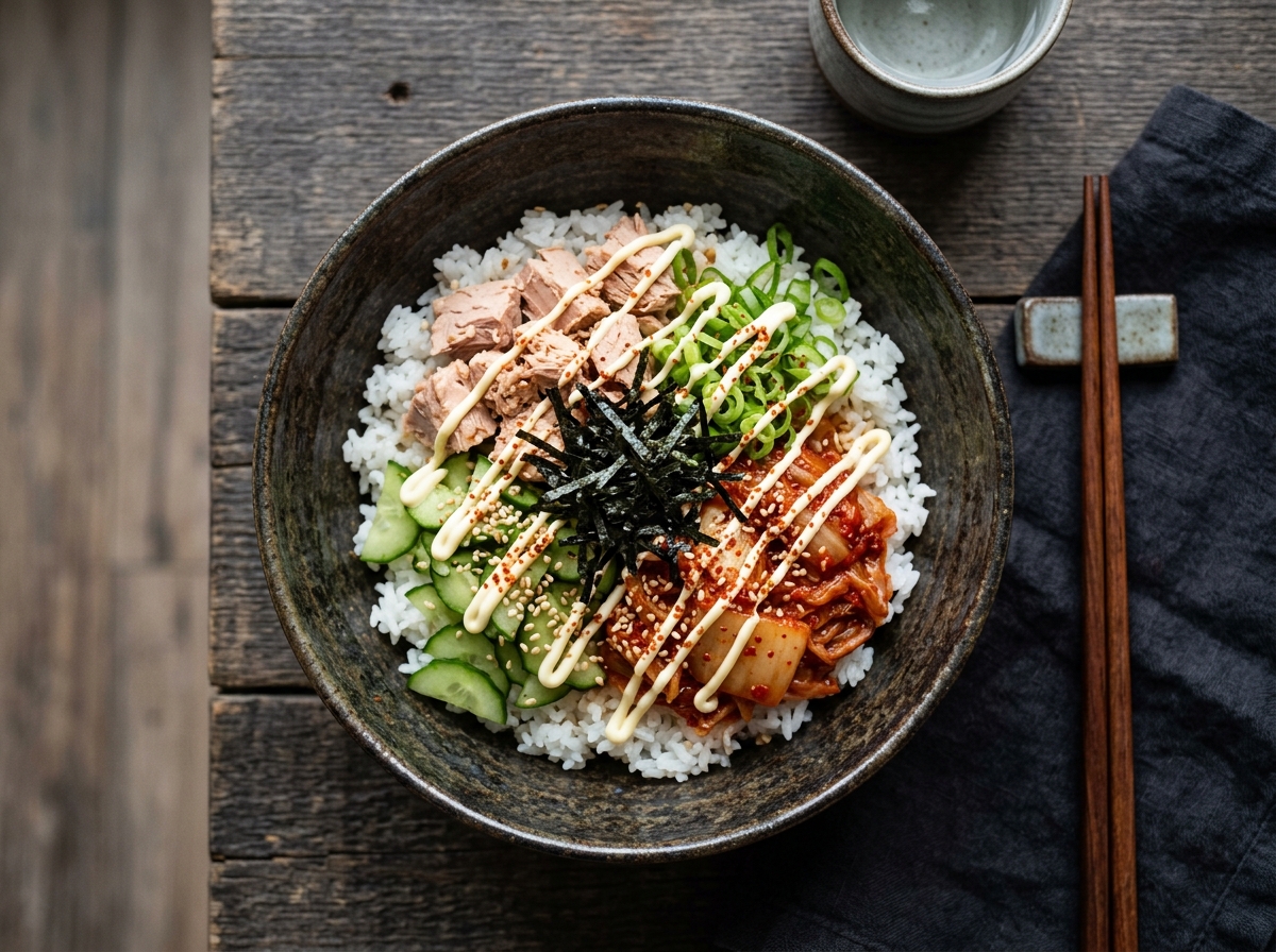 Tuna Kimchi Rice Bowl (Quick 5-Minute Korean Chamchi Deopbap)