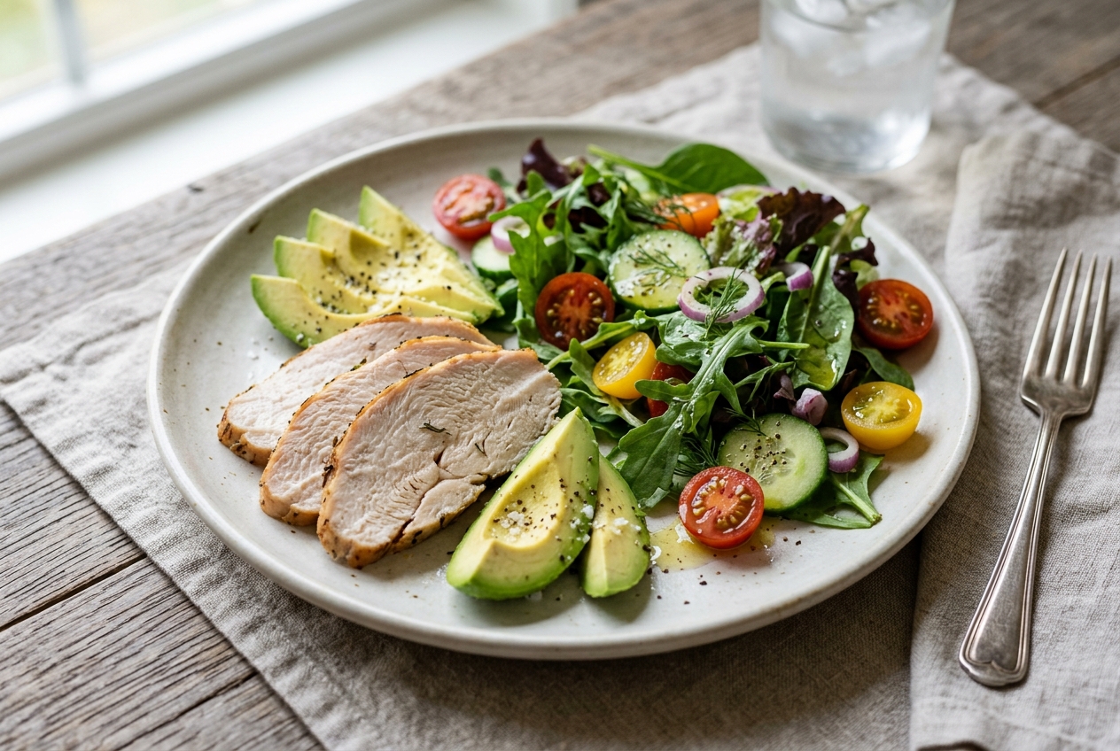 Turkey/Chicken Slices + Avocado (Small Amount) + Salad