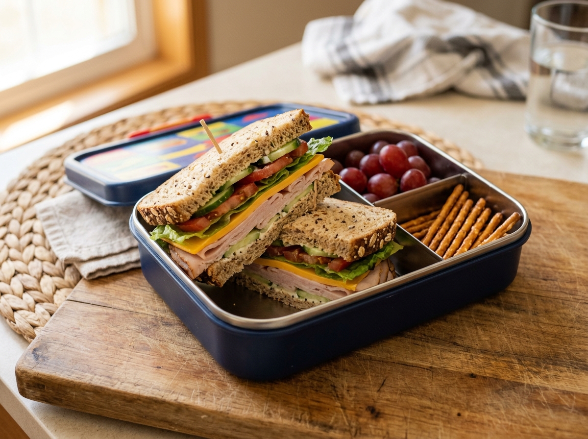 Classic Turkey & Chicken Ham Sandwich: Easy School Lunch Idea