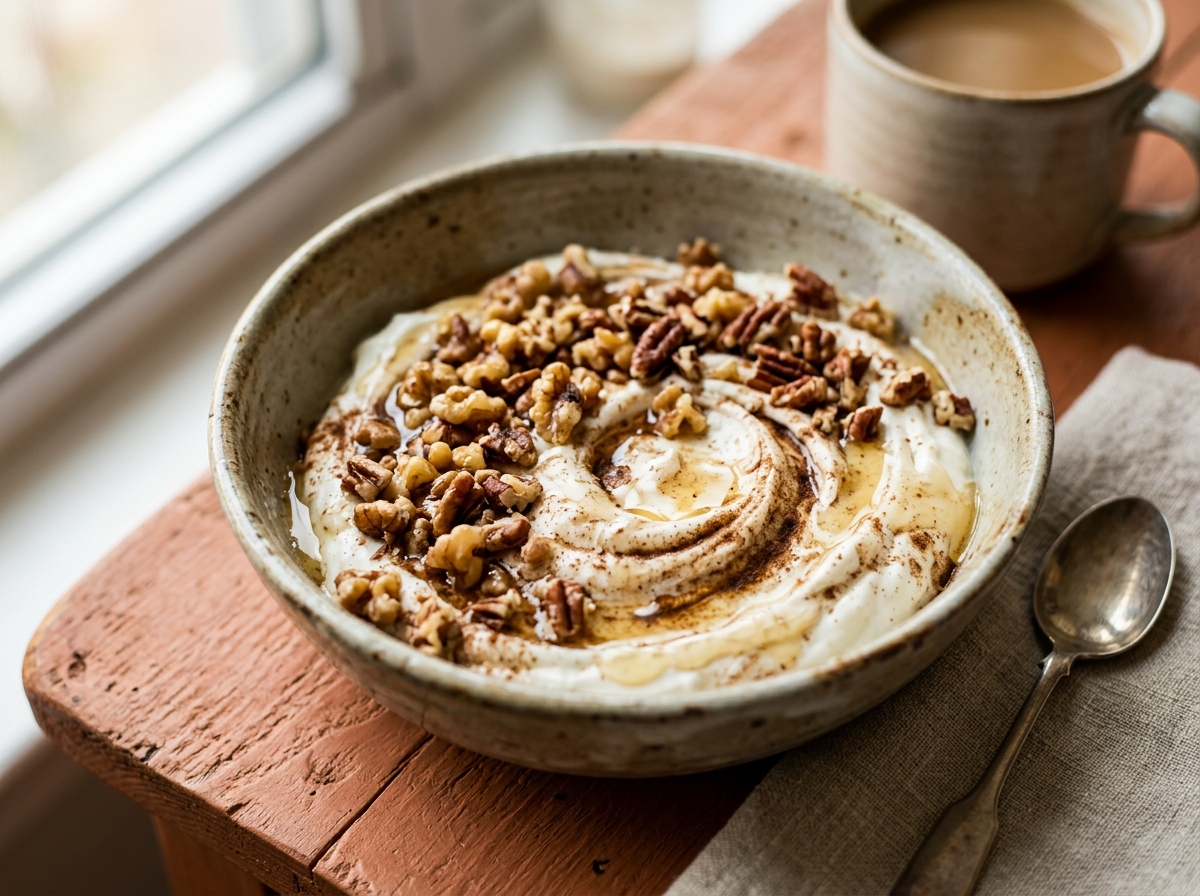 Easy Yogurt with Cinnamon and Nuts: A Quick and Wholesome Breakfast for Work (Quick & Simple Recipe)