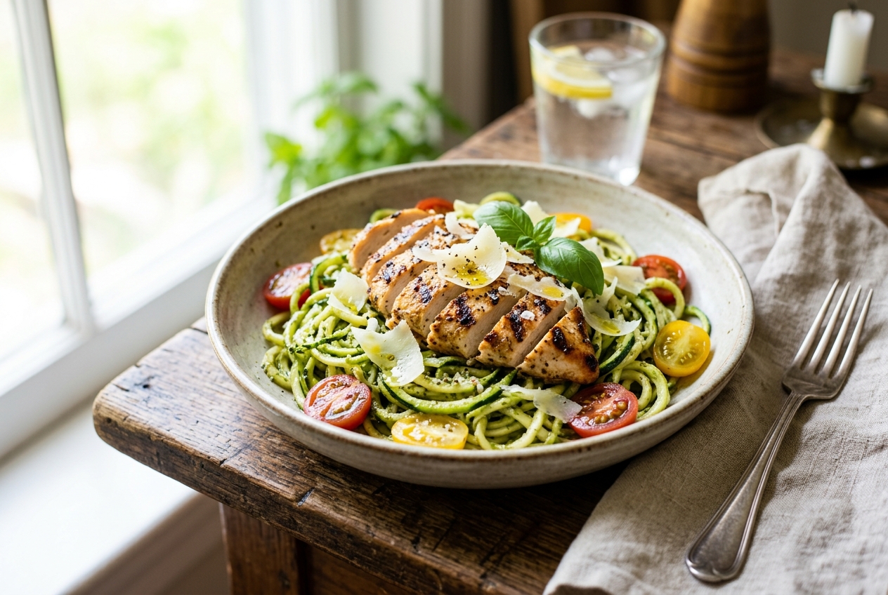 Zucchini Noodles + Grilled Chicken