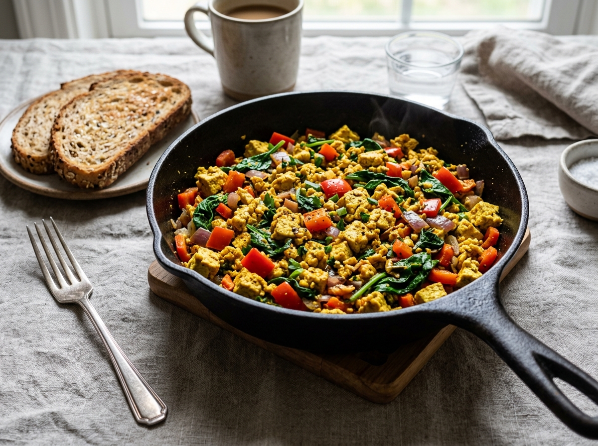 Tofu Scramble with Vegetables (High-Protein Vegan Breakfast)