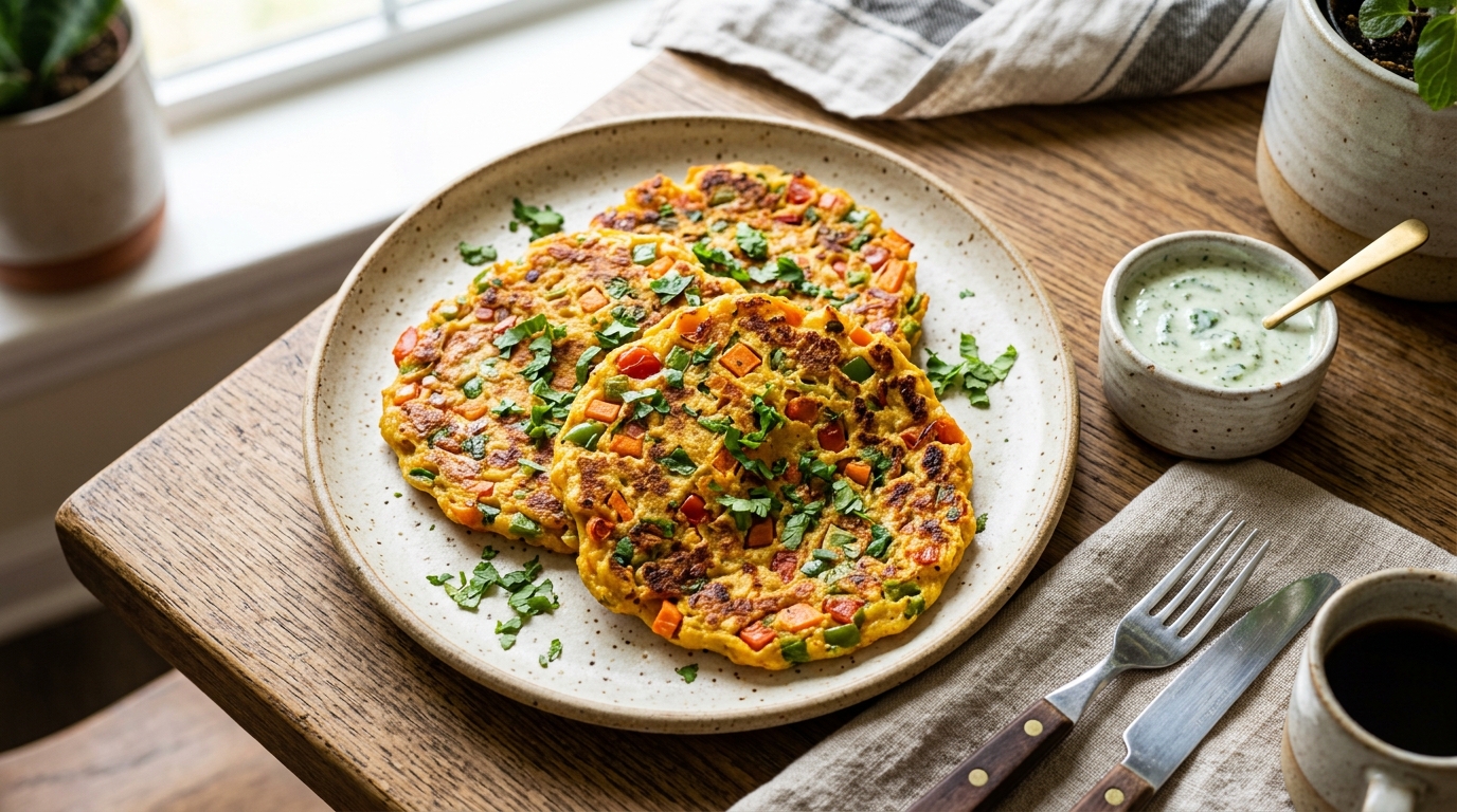 Vegetable Besan Chilla (10-Minute Savory Breakfast Pancake)